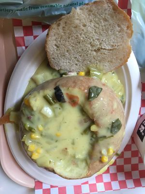 Awesome Lime Coconut Vegan Chowder at Pike Place Chowder in Seattle