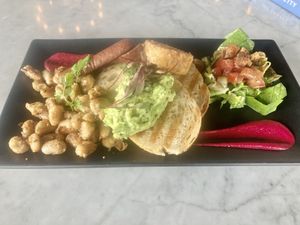 Butter bean, edamame and avo brekky at Raw Sugar Cafe in Christchurch