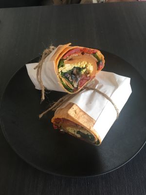 Brekkie wrap at Raw Sugar Cafe in Christchurch