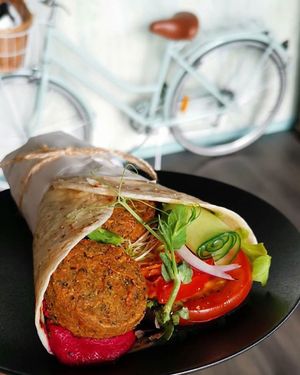 Falafel wrap  at Raw Sugar Cafe in Christchurch