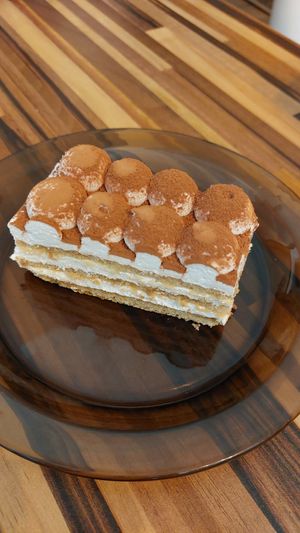 Vegan tiramisu at Namai be Gliuteno in Klaipeda