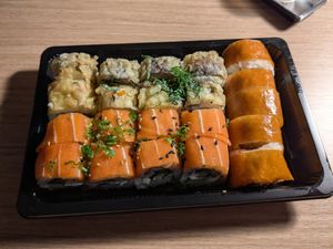 cowgirl, vegan Philly and shiitake to me at Blue Sushi Sake Grill in Omaha