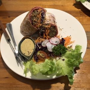 Falafel and hummus wrap  at Pure Vegan Heaven @Freeative in Chiang Mai