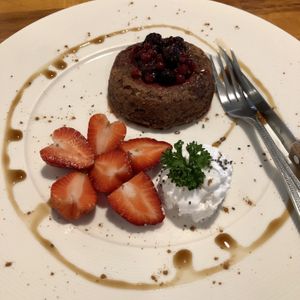 Date toffee pudding with coconut ice cream   at Pure Vegan Heaven @Freeative in Chiang Mai