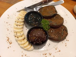 Sweet potato pancakes at Pure Vegan Heaven @Freeative in Chiang Mai