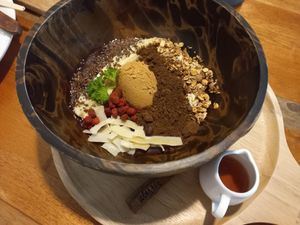 Choc peanut butter bowl at Pure Vegan Heaven @Freeative in Chiang Mai