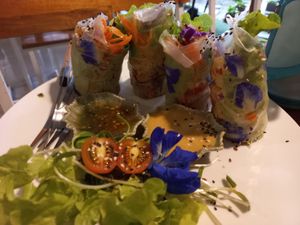 Spring rolls at Pure Vegan Heaven @Freeative in Chiang Mai