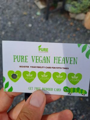 After the fifth time, you have a membership card at Pure Vegan Heaven @Freeative in Chiang Mai