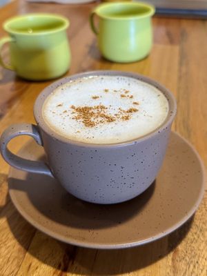 Cappuccino, hot w/ coconut milk (69 THB)  at Pure Vegan Heaven @Freeative in Chiang Mai