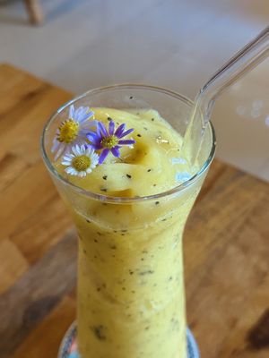 Mango & passion smoothie (119 THB)  at Pure Vegan Heaven @Freeative in Chiang Mai