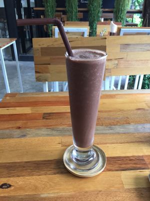 Cacao, coconut milk & peanut butter smoothie at Pure Vegan Heaven @Freeative in Chiang Mai
