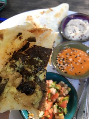 Inside filling, mushrooms were seasoned super well and had a great texture. Perfect with the cheese sauce. at Pure Vegan Heaven @Freeative in Chiang Mai