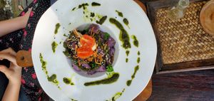 Sweet potato gnocchi with pesto and cashew nut cream at Pure Vegan Heaven @Freeative in Chiang Mai