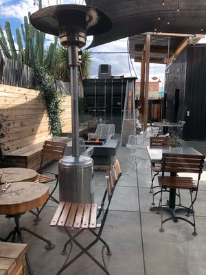 Outdoor seating in back at Cafe Smitten in Bakersfield