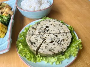 Herby sausage   at Achi Vegan House in Hanoi