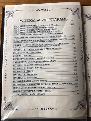 menu at Nikola in Kaunas
