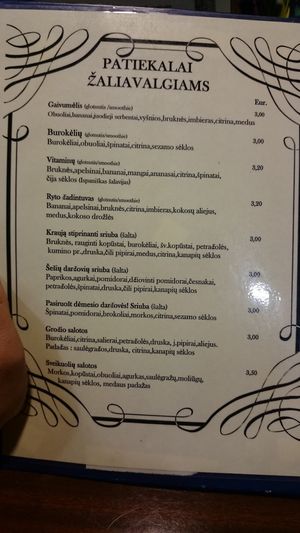 Raw vegan menu at Nikola in Kaunas