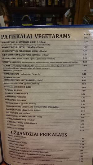 Vegan/vegetar menu at Nikola in Kaunas
