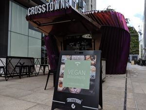 vegan doughnuts inside! at Crosstown Doughnuts - Victoria in London