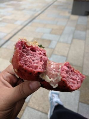 Thyme and beetroot doughnut at Crosstown Doughnuts - Victoria in London