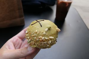 sour cherry and pistachio at Crosstown Doughnuts - Victoria in London