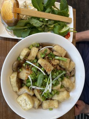 Tofu and mushrooms pho with extra tofu  at Pho - Wimbledon in South West London