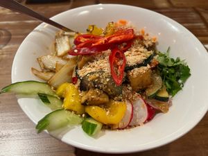 Rice bowls: món com tofu and veg  at Pho - Wimbledon in South West London