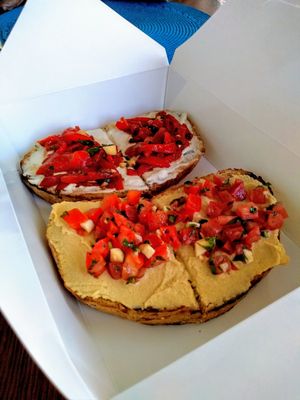 Hummus Bruschetta/Cheeze and Peppers at Kind Bean in Chandler