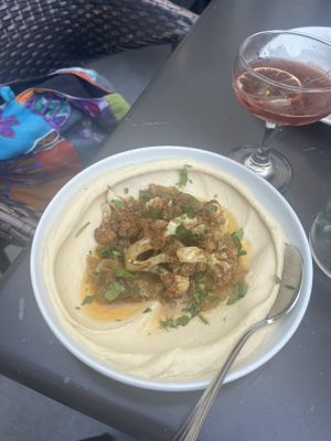 cauliflower hummus  at Shaya Restaurant in New Orleans