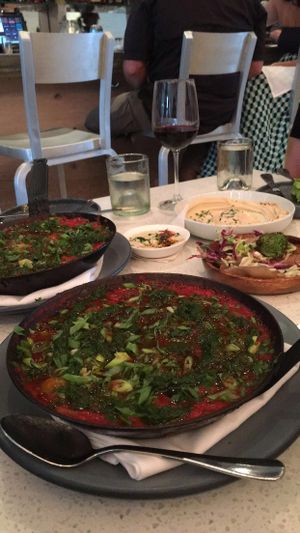 Shakshouka, hummus, and fallafel  at Shaya Restaurant in New Orleans