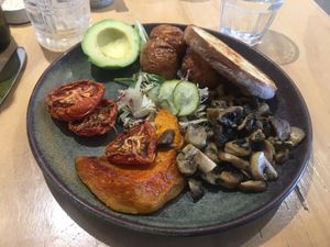 Vegan morning glory at Caffiend in Cairns