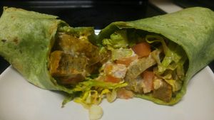 buffalo seitan wrap at Artichoke & Vine in Boca Raton