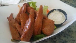 buffalo seitan appetizer  at Artichoke & Vine in Boca Raton