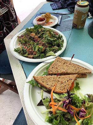 Caesar Salad and Crabless Spread Sandwich. Yummy! at Artichoke & Vine in Boca Raton