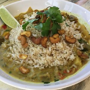 Yellow curry with eggplant at Artichoke & Vine in Boca Raton