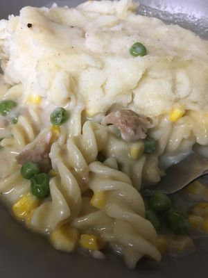 Vegan Cheesy Tuna Mornay Pasta Bake with Mashed Potato  at Great Nature Vegetarian Snacks and Grocery in Christies Beach