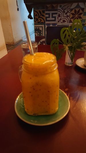 Mango Passion fruit smoothie at Footprint Cafes in Siem Reap