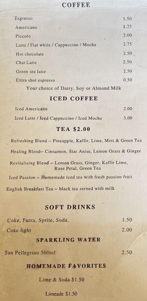 Menu 1 of 6 - Coffee, tea and soft drinks  at Footprint Cafes in Siem Reap