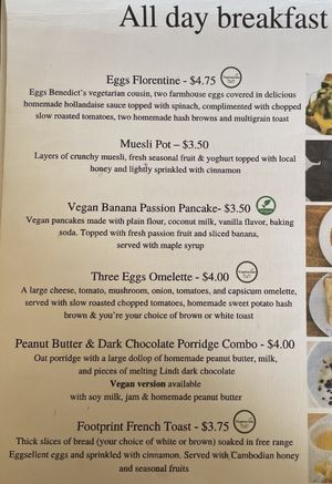 Menu 3 of 6 - Breakfast  at Footprint Cafes in Siem Reap