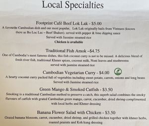 Menu 4 of 6 - Local food  at Footprint Cafes in Siem Reap