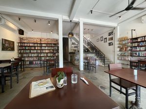 It’s a nice space and has a huge collection of books  at Footprint Cafes in Siem Reap