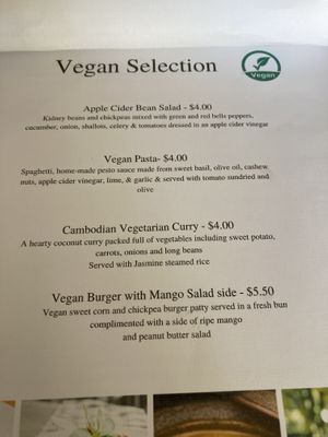 Vegan menu Feb 2024  at Footprint Cafes in Siem Reap