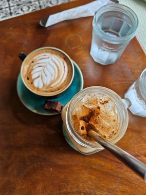 Oat dirty Chai and Mocha at Footprint Cafes in Siem Reap