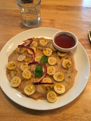 Vegan Banana Passion Pancake at Footprint Cafes in Siem Reap