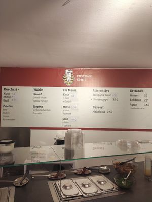 The menu at Kuschari König in Cologne