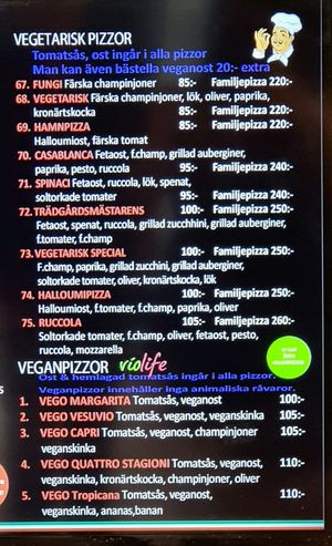 vegetarian & vegan options  at Pizzeria Napoli in Sundbyberg