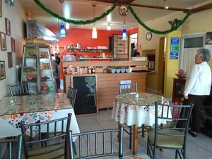 Inside of vegetarian restaurant Shalom at Shalom Restaurante Vegetariano in Quito