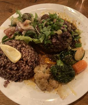 Spinach and lentils with spices at Vantra Vegan in London