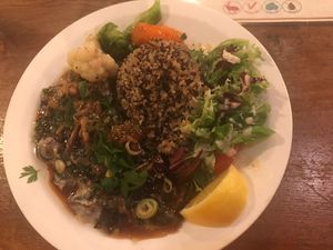 Magical mushrooms with Quinoa and Side Salad included  at Vantra Vegan in London