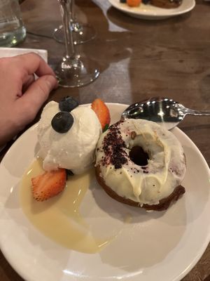 doughnut with ice cream  at Vantra Vegan in London